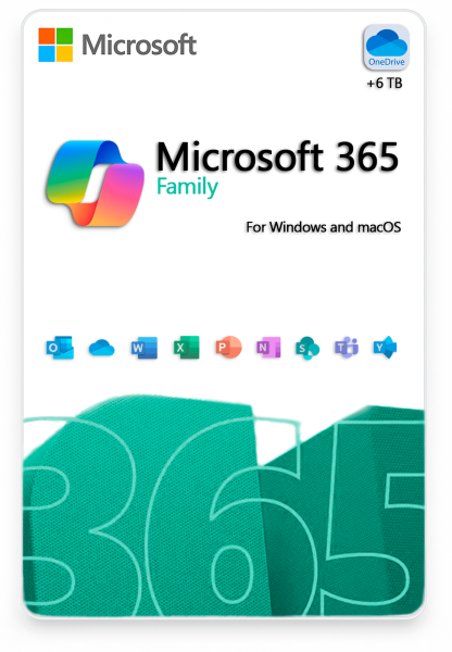 Подписка Office 365 OneDrive 6TB Для семьи 12 месяцев