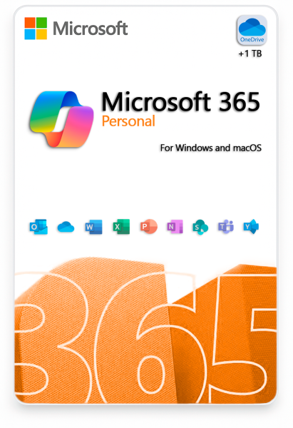 Подписка Office 365 OneDrive 1TB Персональный 12 месяцев